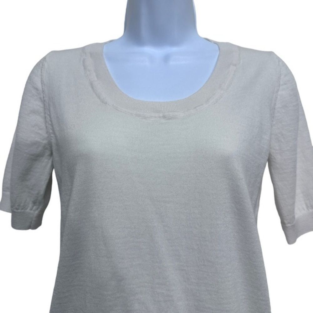 SuiStudio Merino wool short sleeves crewneck sweater L feminine minimalist - Picture 7 of 9